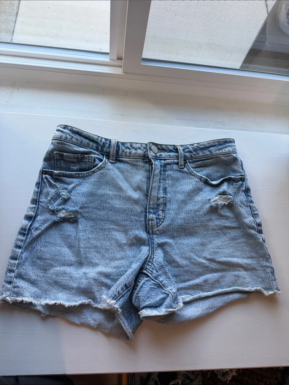 BKE Denim Light Blue High-Waist Denim Shorts